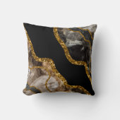ブラック&金ゴールドアゲートゲードグリッター クッション (正面)
