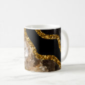 ブラック&金ゴールドアゲートゲードグリッター コーヒーマグカップ (正面右)