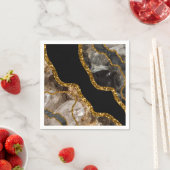 ブラック&金ゴールドアゲートゲードグリッター スタンダードカクテルナプキン (インサイチュ)
