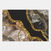 ブラック&金ゴールドアゲートゲードグリッター ラッピングペーパーシート (正面)