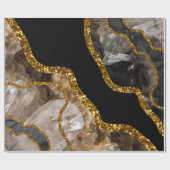 ブラック&金ゴールドアゲートゲードグリッター ラッピングペーパー (フラット)