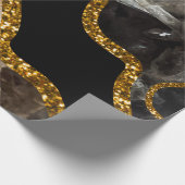 ブラック&金ゴールドアゲートゲードグリッター ラッピングペーパー (角)