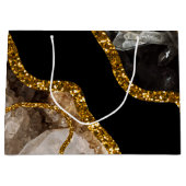 ブラック&金ゴールドアゲートゲードグリッター ラージペーパーバッグ (正面)