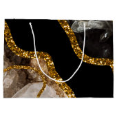 ブラック&金ゴールドアゲートゲードグリッター ラージペーパーバッグ (裏面)