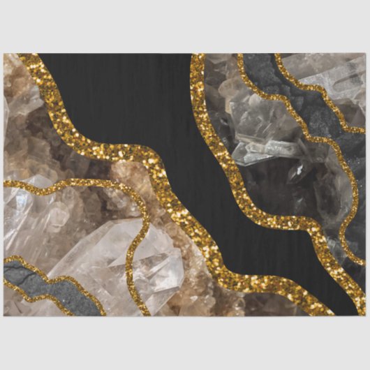 ブラック&金ゴールドアゲートゲードグリッター 薄葉紙 (正面)