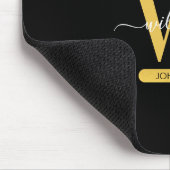 ブラック&金ゴールドアゲートジードグリッターモノグラム マウスパッド (コーナー)