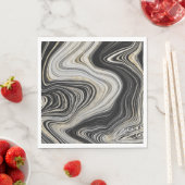 ブラック&金ゴールドアゲートデザイン スタンダードランチョンナプキン (インサイチュ)