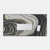 ブラック&金ゴールドアゲートデザイン デスクマット (キーボード&マウス)