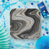 ブラック&金ゴールドアゲートデザイン ペーパープレート (パーティー)