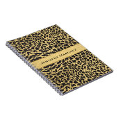 ブラック&金ゴールドアニマルプリントヒョウ斑点パターン ノートブック (右側)