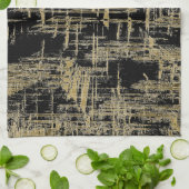 ブラック&金ゴールドアモダンート キッチンタオル (折り畳み)