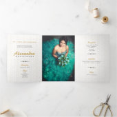 ブラック&金ゴールドアラビアンキンセニェラ写真 三つ折り招待状 (内部)