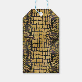 ブラック&金ゴールドアリゲータプリントパターン ギフトタグ