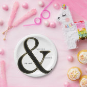 ブラック&金ゴールドアンパサンドシックな結婚披露宴 ペーパープレート (パーティー)