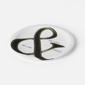 ブラック&金ゴールドアンパサンドシックな結婚披露宴 ペーパープレート (アングル)