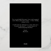 ブラック&金ゴールドアーチフォトタイポグラフィ卒業 箔招待状 (裏面)