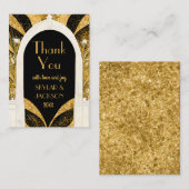 ブラック&金ゴールドアールデコアーチウェ結婚イの感謝 ノートカード (正面/裏面)