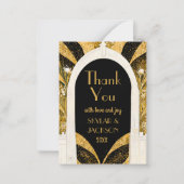 ブラック&金ゴールドアールデコアーチウェ結婚イの感謝 ノートカード (正面)
