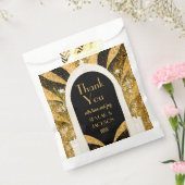 ブラック&金ゴールドアールデコアーチウェ結婚イの感謝 フェイバーバッグ (封をした状態)