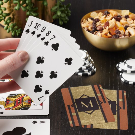 ブラック&金ゴールドアールデコカスタムモノグラム トランプ (インサイチュ)