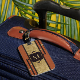 ブラック&金ゴールドアールデコカスタムモノグラム ラゲッジタグ