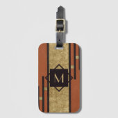 ブラック&金ゴールドアールデコカスタムモノグラム ラゲッジタグ (正面縦)