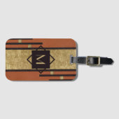ブラック&金ゴールドアールデコカスタムモノグラム ラゲッジタグ (正面横)