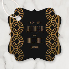 ブラック&金ゴールドアールデコギャツビースタイル結婚ズ フェイバータグ