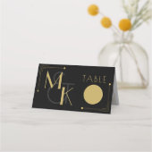 ブラック&金ゴールドアールデコギャツビー1920結婚年代 プレイスカード (正面)