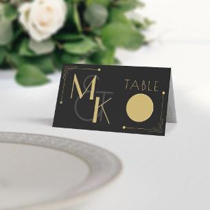 ブラック&金ゴールドアールデコギャツビー1920結婚年代 プレイスカード