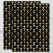 ブラック&金ゴールドアールデコスクラップブック紙シート (正面/裏面)