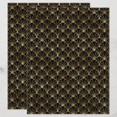 ブラック&金ゴールドアールデコスクラップブック紙シート (正面/裏面)