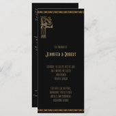 ブラック&金ゴールドアールデコピーコック結婚式 プログラム (正面/裏面)