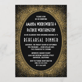 ブラック&金ゴールドアールデコリハーサルディナー招待状 招待状