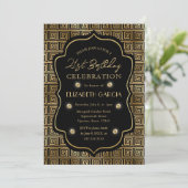 ブラック&金ゴールドアールデコヴィンテージフレーム21st誕生日 招待状 (スタンド正面)