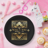 ブラック&金ゴールドアールデコ結婚ズ ペーパープレート (パーティー)