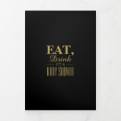 ブラック&金ゴールドアールデコ、ドリンク食べベビーシャワースイート 三つ折り招待状 (カバー)