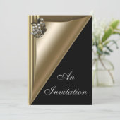 ブラック&金ゴールドイベントパーティの招待状テンプレート 招待状 (スタンド正面)