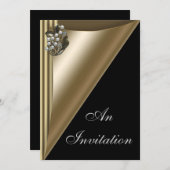 ブラック&金ゴールドイベントパーティの招待状テンプレート 招待状 (正面/裏面)