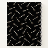 ブラック&金ゴールドウィスクパターン |シェフケータリングレシピ ノートブック (裏面)