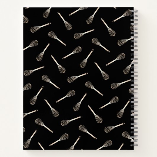 ブラック&金ゴールドウィスクパターン |シェフケータリングレシピ ノートブック (裏面)