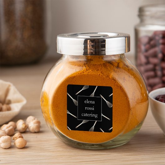 ブラック&金ゴールドウィスクパターン | Chef Caterer Baker スクエアシール