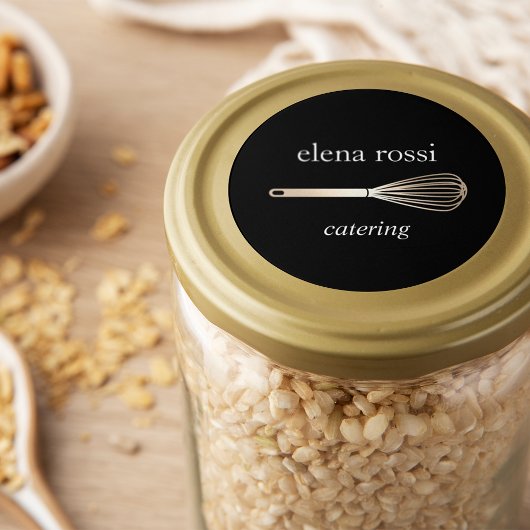 ブラック&金ゴールドウィスクロゴ | Chef Caterer Baker ラウンドシール