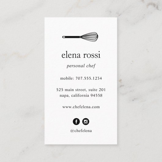 ブラック&金ゴールドウィスク |シェフケータリングベーカリー 名刺 (裏面)