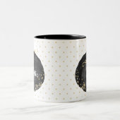 ブラック&金ゴールドウォーターカラーモノグラムパンプキンハロウィーン ツートーンマグカップ (中央)