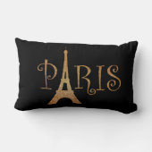 ブラック&金ゴールドエッフェルタワーパリ ランバークッション (裏面)