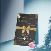 ブラック&金ゴールドエレガモダンントウェディングお祝い セーブザデート