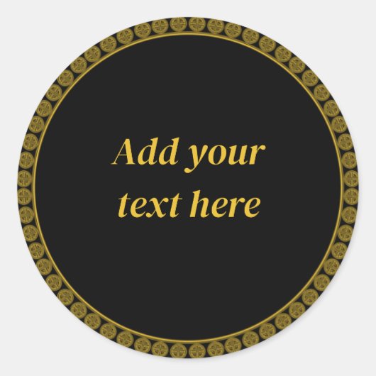 ブラック&金ゴールドエレガンステンプレート ラウンドシール (正面)
