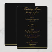 ブラック&金ゴールドエレガントなウェディングメニュー メニュー (正面/裏面)