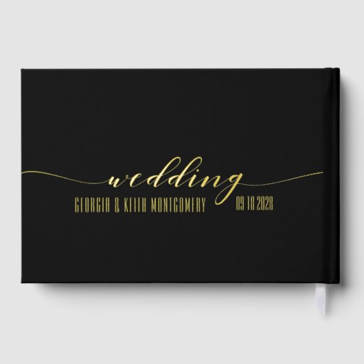 ブラック&金ゴールドエレガントな結婚式 ゲストブック (裏面)